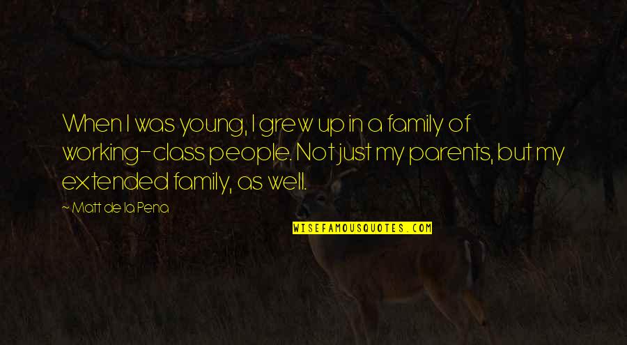 Class Parents Quotes By Matt De La Pena: When I was young, I grew up in