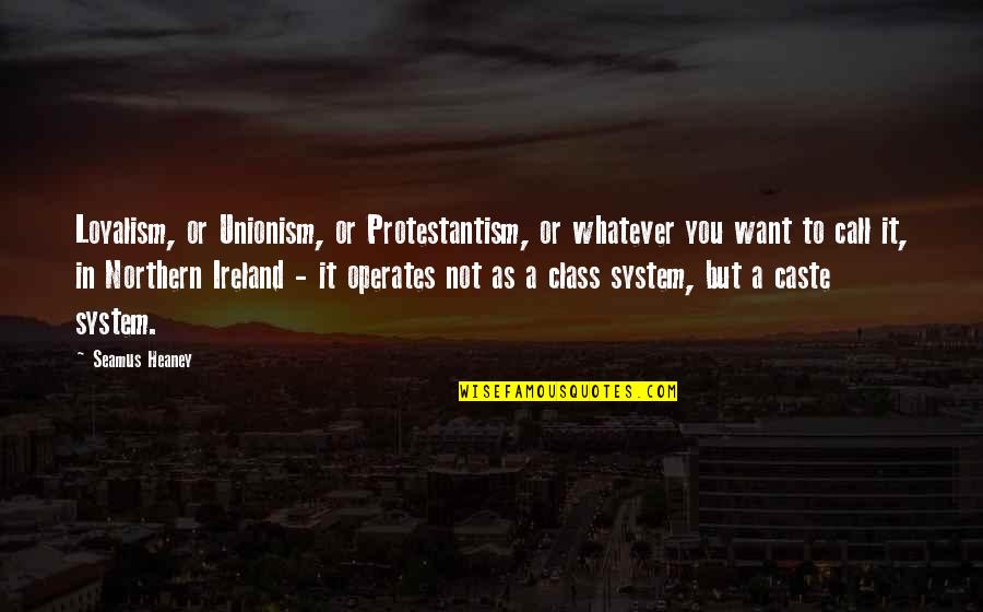 Class System Quotes By Seamus Heaney: Loyalism, or Unionism, or Protestantism, or whatever you