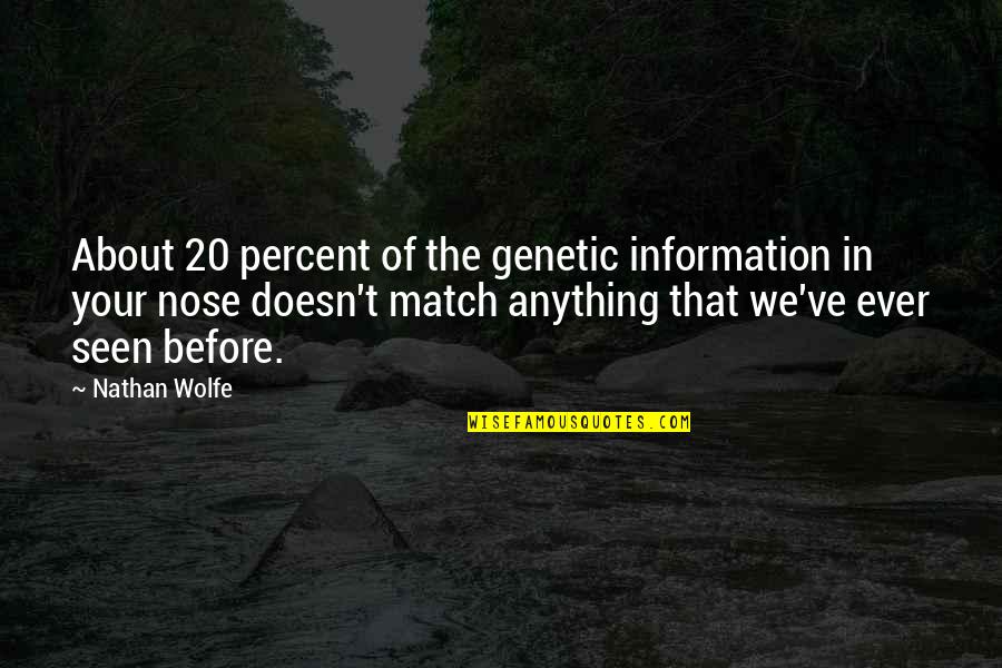 Classe Quotes By Nathan Wolfe: About 20 percent of the genetic information in Classe Quotes By Nathan Wolfe: About 20 percent of the genetic information in