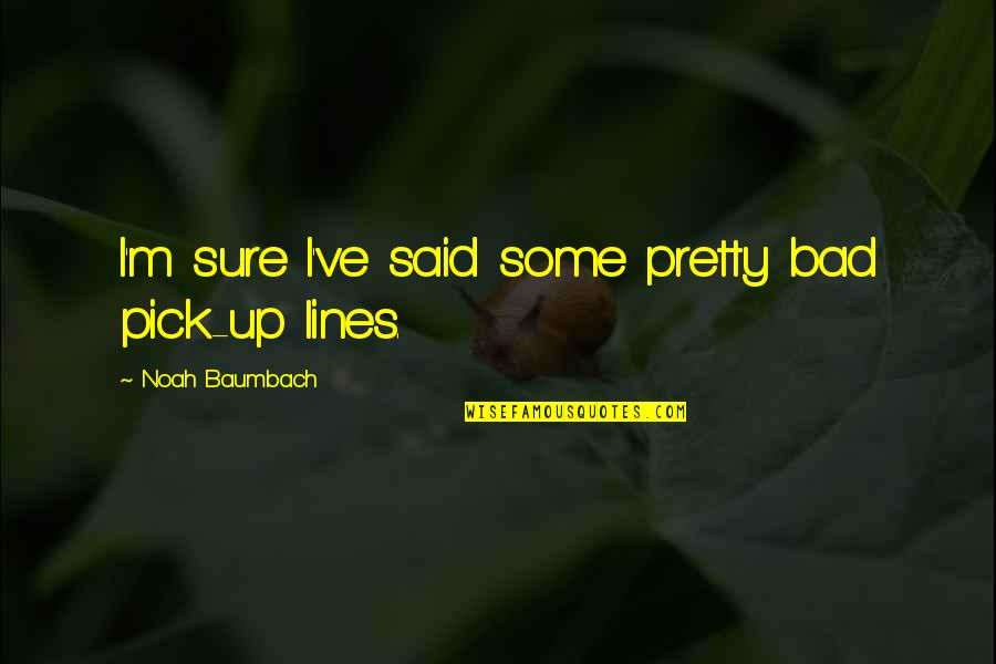 Classic Inbetweeners Quotes By Noah Baumbach: I'm sure I've said some pretty bad pick-up Classic Inbetweeners Quotes By Noah Baumbach: I'm sure I've said some pretty bad pick-up