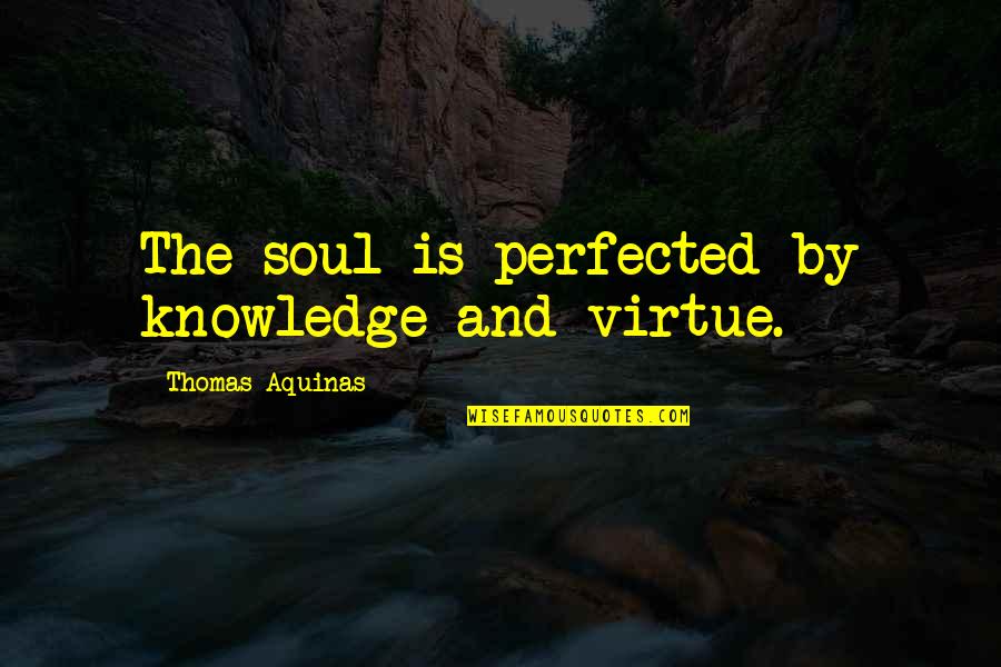 Classic Lashes Quotes By Thomas Aquinas: The soul is perfected by knowledge and virtue.