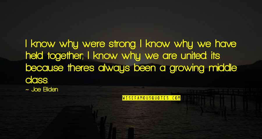 Class's Quotes By Joe Biden: I know why we're strong. I know why