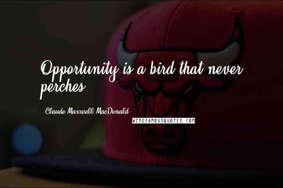 Claude Maxwell MacDonald quotes: Opportunity is a bird that never perches.