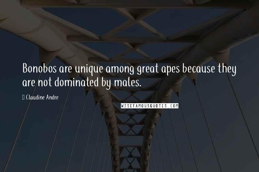 Claudine Andre quotes: Bonobos are unique among great apes because they are not dominated by males.