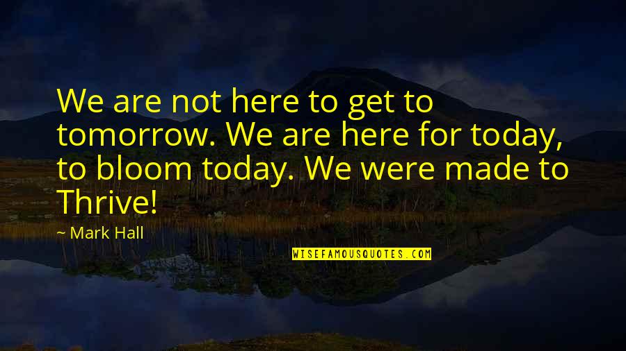 Clb Album Quotes By Mark Hall: We are not here to get to tomorrow.