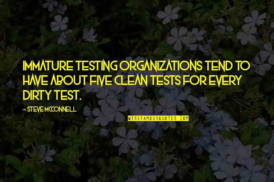 Clean Dirty Quotes By Steve McConnell: Immature testing organizations tend to have about five Clean Dirty Quotes By Steve McConnell: Immature testing organizations tend to have about five