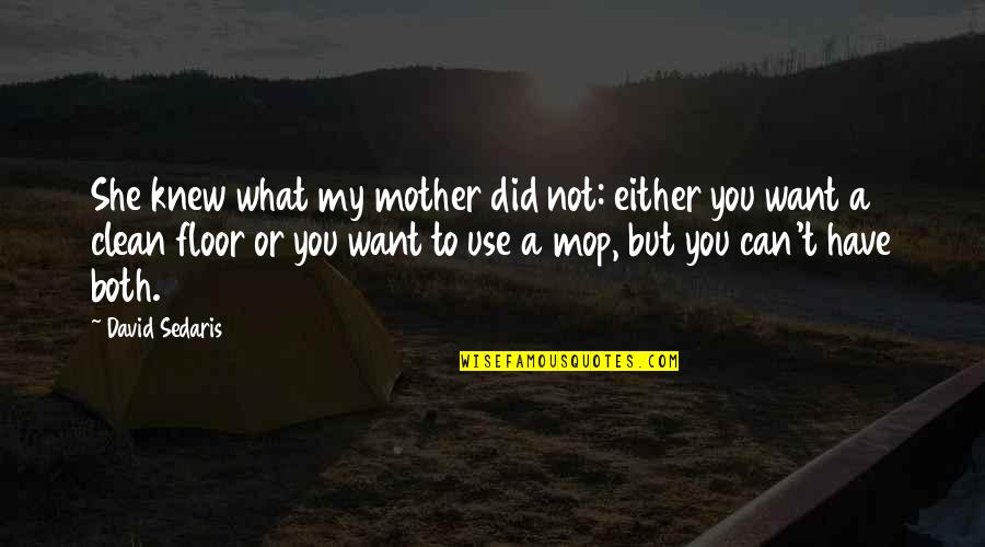 Clean Floor Quotes By David Sedaris: She knew what my mother did not: either Clean Floor Quotes By David Sedaris: She knew what my mother did not: either