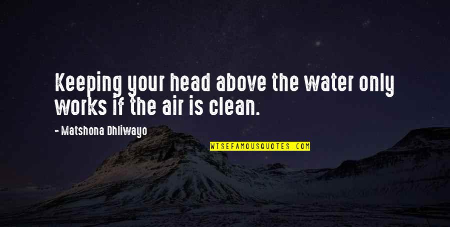 Clean Water Quotes By Matshona Dhliwayo: Keeping your head above the water only works