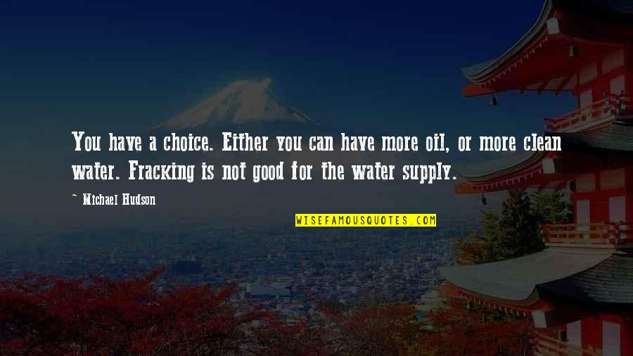 Clean Water Quotes By Michael Hudson: You have a choice. Either you can have
