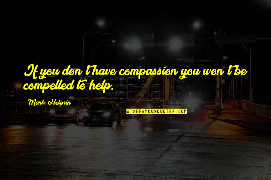 Cleanin Out My Closet Quotes By Mark Helprin: If you don't have compassion you won't be