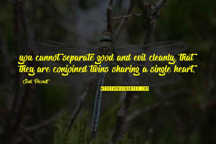 Cleanly Quotes By Jodi Picoult: you cannot separate good and evil cleanly, that