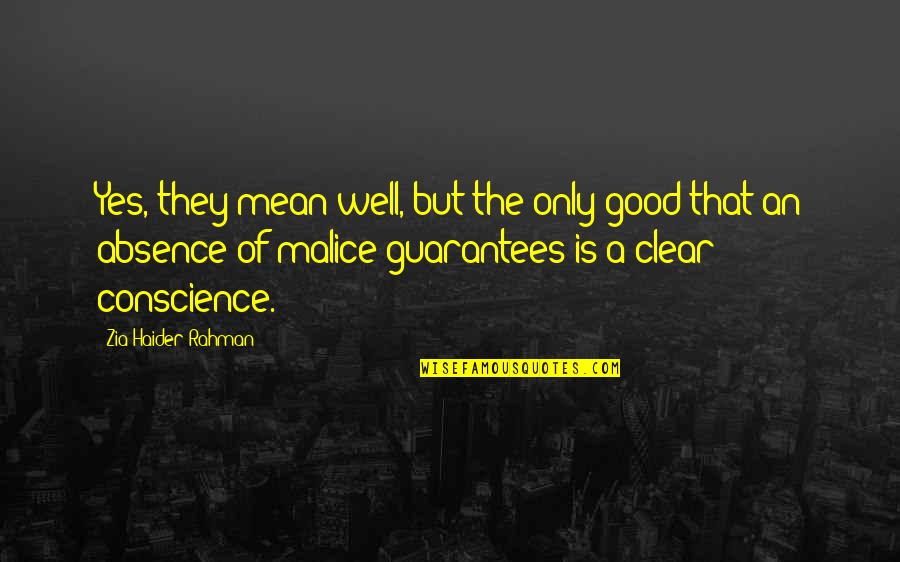 Clear Conscience Quotes By Zia Haider Rahman: Yes, they mean well, but the only good