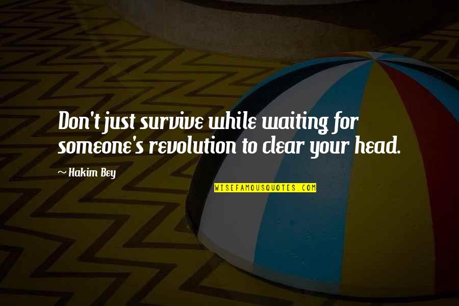 Clear Head Quotes By Hakim Bey: Don't just survive while waiting for someone's revolution