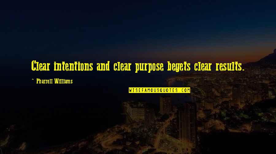 Clear Intention Quotes By Pharrell Williams: Clear intentions and clear purpose begets clear results.