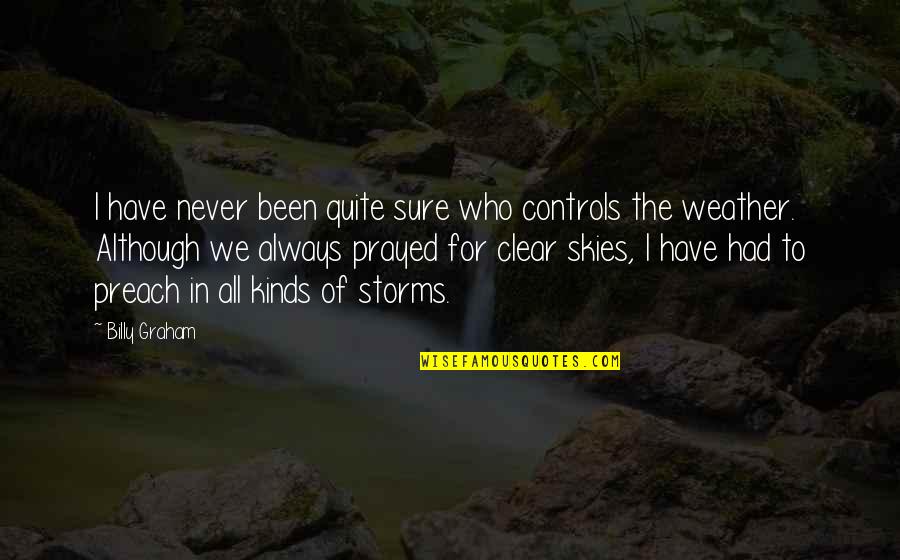 Clear Sky Quotes By Billy Graham: I have never been quite sure who controls