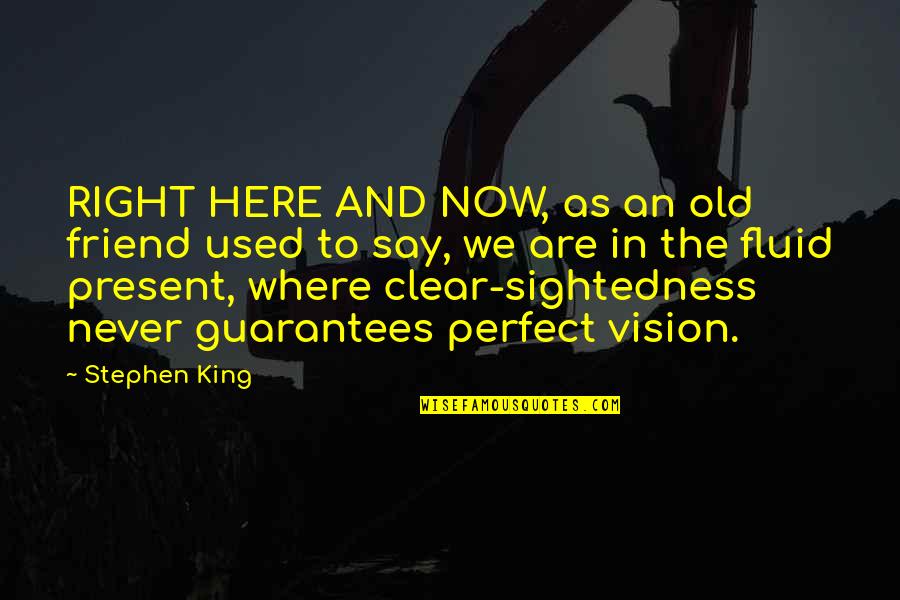Clear Vision Quotes By Stephen King: RIGHT HERE AND NOW, as an old friend