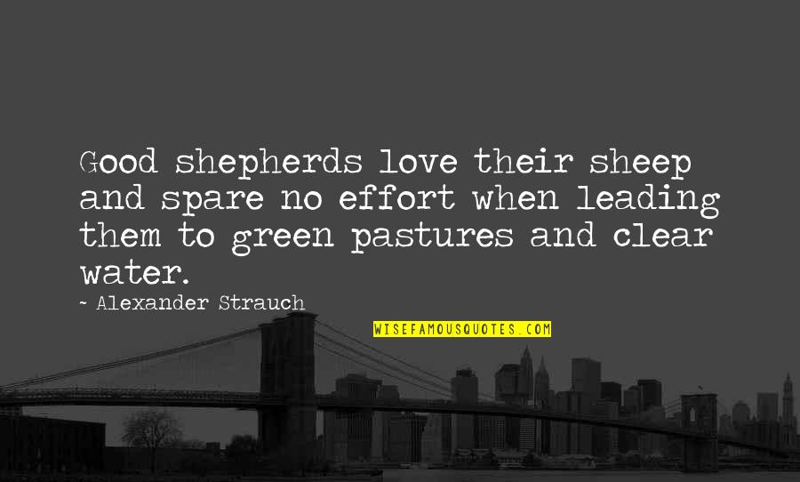 Clear Water Quotes By Alexander Strauch: Good shepherds love their sheep and spare no