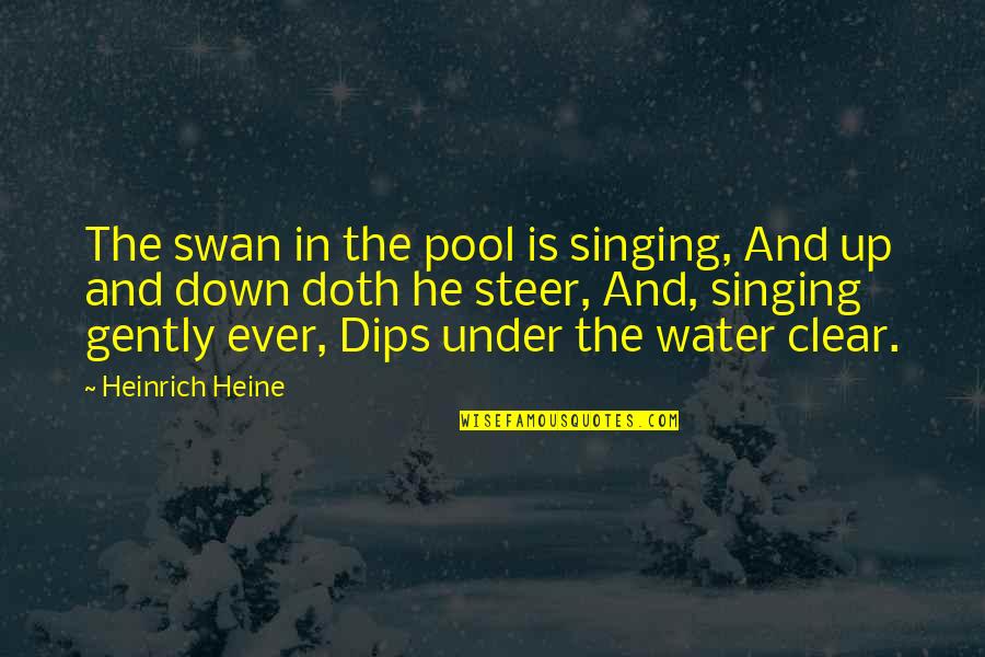 Clear Water Quotes By Heinrich Heine: The swan in the pool is singing, And