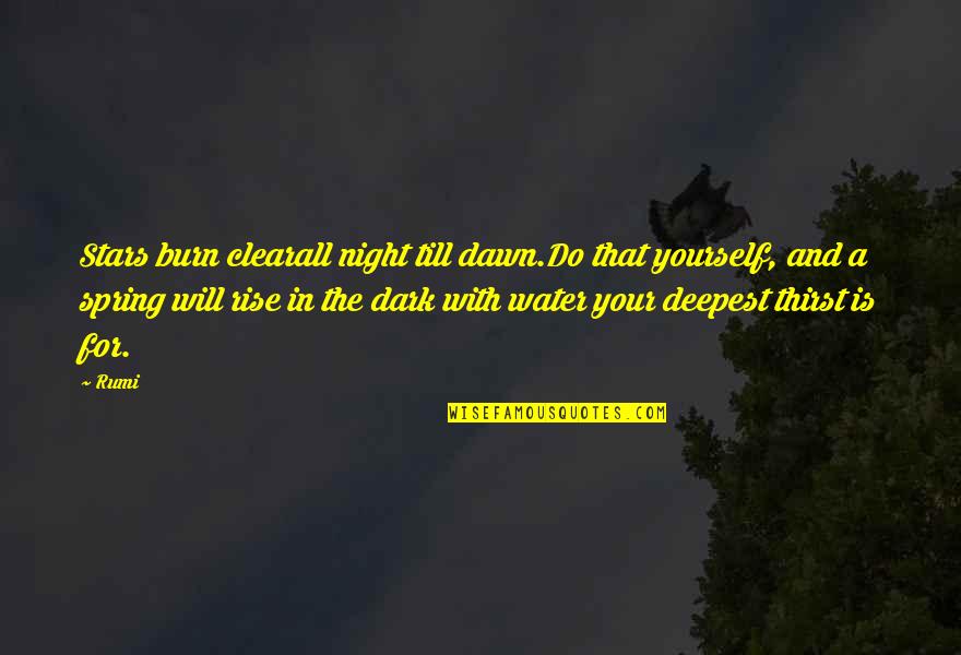 Clear Water Quotes By Rumi: Stars burn clearall night till dawn.Do that yourself,