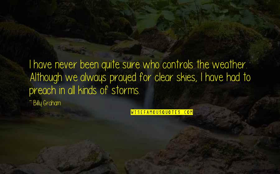 Clear Weather Quotes By Billy Graham: I have never been quite sure who controls