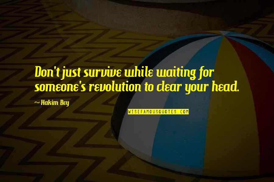 Clear Your Head Quotes By Hakim Bey: Don't just survive while waiting for someone's revolution