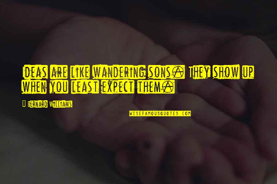 Cleat Chaser Quotes By Bernard Williams: Ideas are like wandering sons. They show up Cleat Chaser Quotes By Bernard Williams: Ideas are like wandering sons. They show up