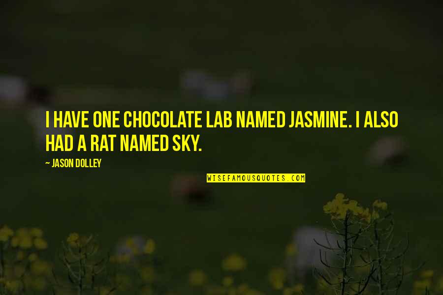 Cleefun Quotes By Jason Dolley: I have one chocolate Lab named Jasmine. I