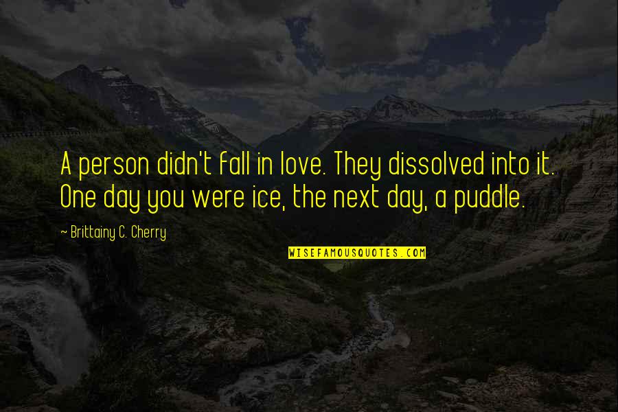 Clefts Of The Rock Quotes By Brittainy C. Cherry: A person didn't fall in love. They dissolved Clefts Of The Rock Quotes By Brittainy C. Cherry: A person didn't fall in love. They dissolved