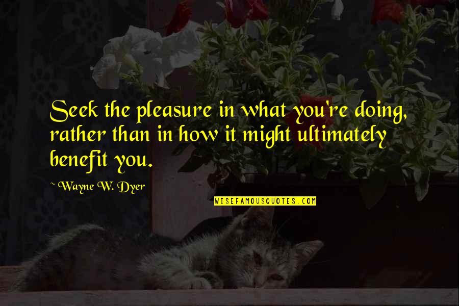 Clelland Johnson Quotes By Wayne W. Dyer: Seek the pleasure in what you're doing, rather