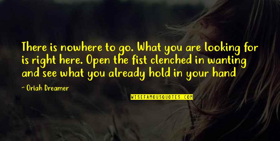 Clenched Fist Quotes By Oriah Dreamer: There is nowhere to go. What you are