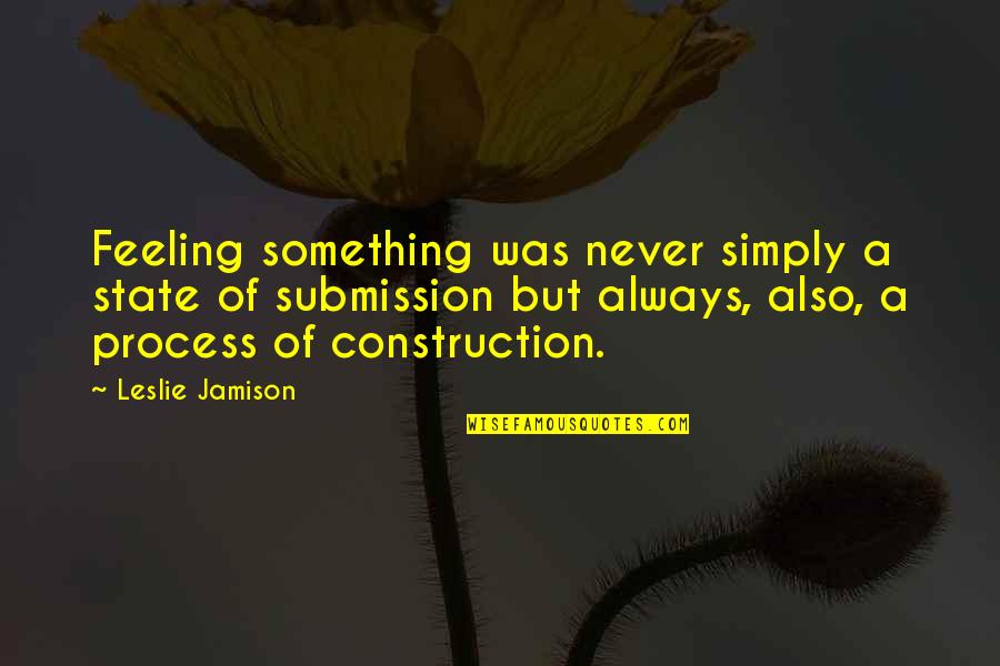 Clendaniel Fencing Quotes By Leslie Jamison: Feeling something was never simply a state of