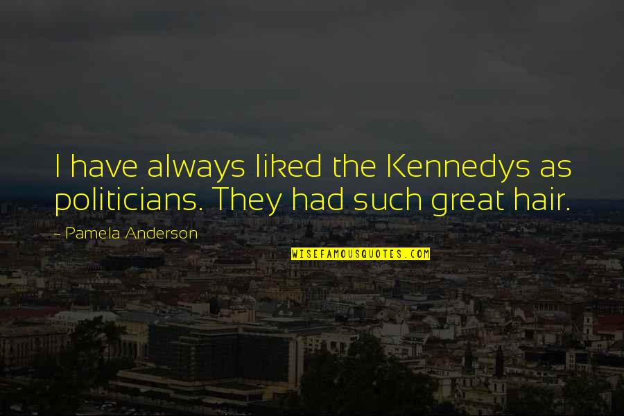 Clendenin Wv Quotes By Pamela Anderson: I have always liked the Kennedys as politicians.