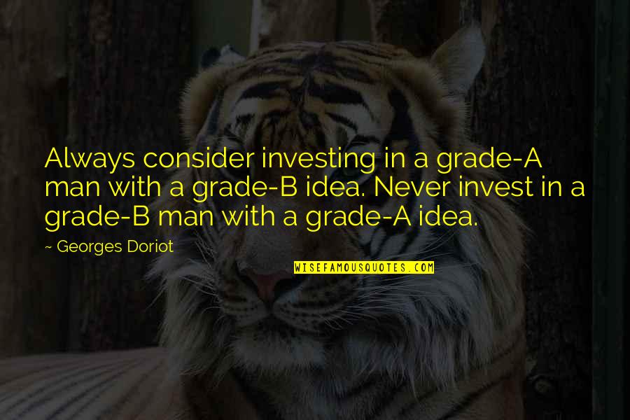 Cleo And Magnus Quotes By Georges Doriot: Always consider investing in a grade-A man with