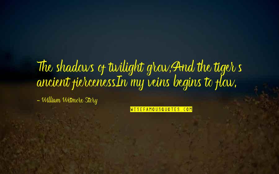Cleopatra's Quotes By William Wetmore Story: The shadows of twilight grow,And the tiger's ancient