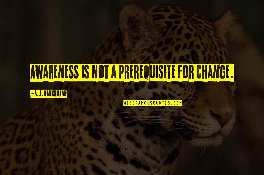 Clepep Quotes By A.J. Darkholme: Awareness is not a prerequisite for change.