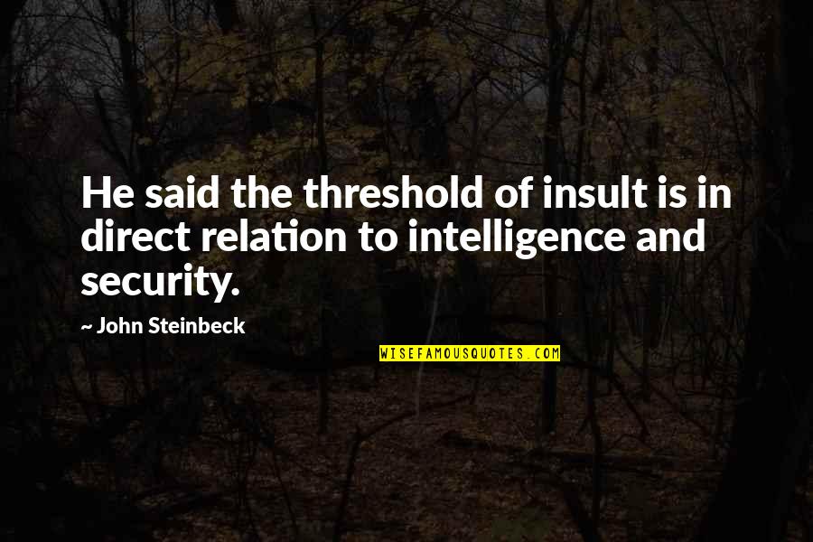 Clerval Death Quotes By John Steinbeck: He said the threshold of insult is in Clerval Death Quotes By John Steinbeck: He said the threshold of insult is in