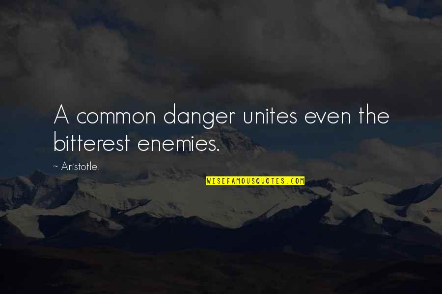 Clever Metaphors Quotes By Aristotle.: A common danger unites even the bitterest enemies.