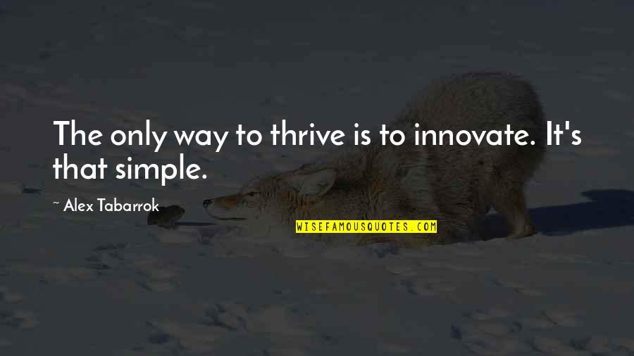 Clever Quick Witted Quotes By Alex Tabarrok: The only way to thrive is to innovate.