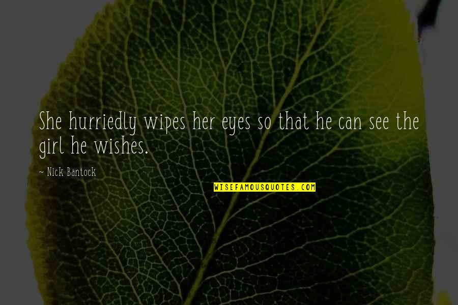 Clever Skydiving Quotes By Nick Bantock: She hurriedly wipes her eyes so that he