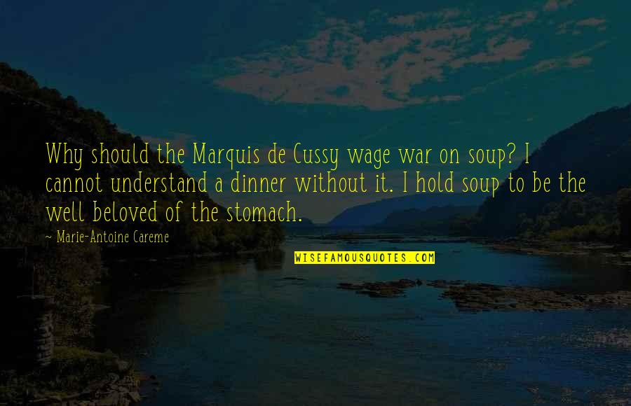 Clever Sunset Quotes By Marie-Antoine Careme: Why should the Marquis de Cussy wage war