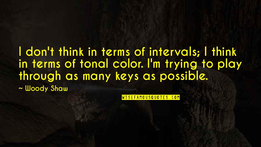Clever Wisdom Quotes By Woody Shaw: I don't think in terms of intervals; I