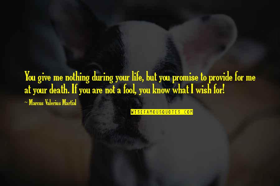 Clever Wolf Quotes By Marcus Valerius Martial: You give me nothing during your life, but