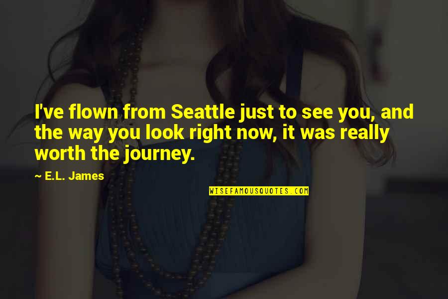 Cleverness Funny Quotes By E.L. James: I've flown from Seattle just to see you,