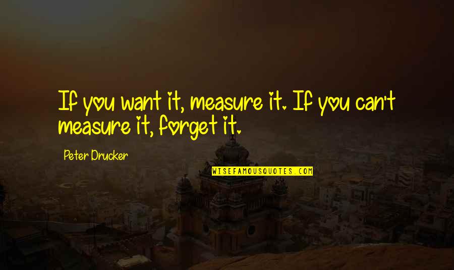 Clichet Mic Quotes By Peter Drucker: If you want it, measure it. If you Clichet Mic Quotes By Peter Drucker: If you want it, measure it. If you