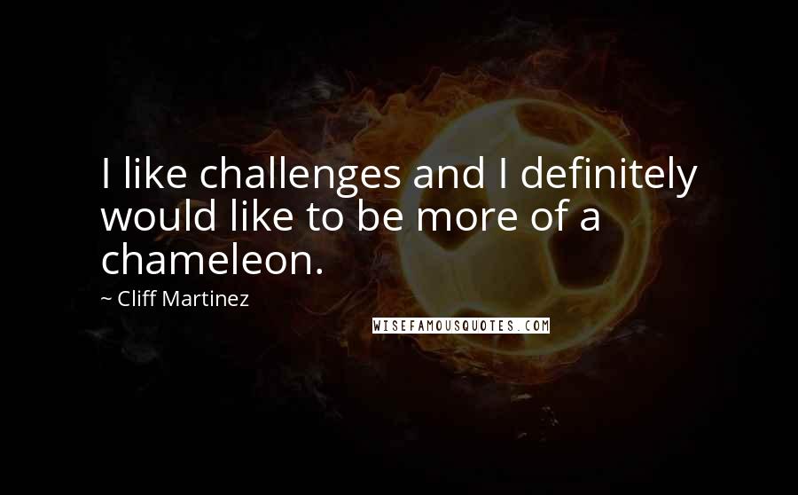 Cliff Martinez quotes: I like challenges and I definitely would like to be more of a chameleon.