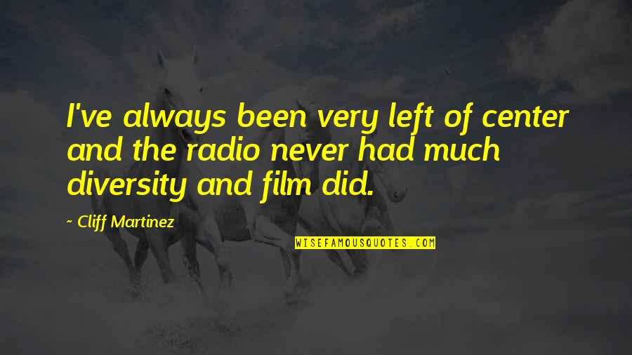 Cliff Quotes By Cliff Martinez: I've always been very left of center and Cliff Quotes By Cliff Martinez: I've always been very left of center and