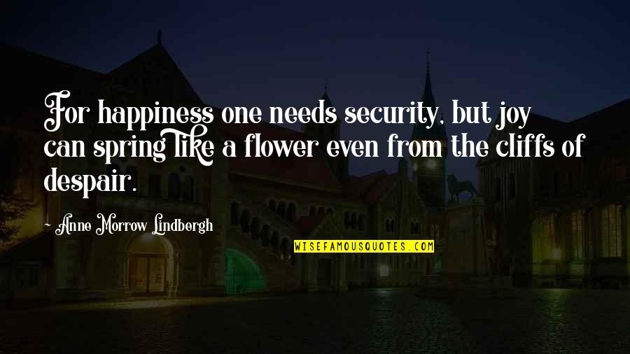 Cliffs Quotes By Anne Morrow Lindbergh: For happiness one needs security, but joy can