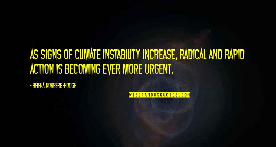 Climate Action Quotes By Helena Norberg-Hodge: As signs of climate instability increase, radical and