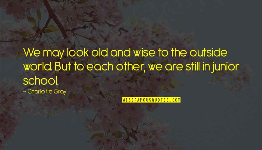 Climaxed Urban Quotes By Charlotte Gray: We may look old and wise to the Climaxed Urban Quotes By Charlotte Gray: We may look old and wise to the