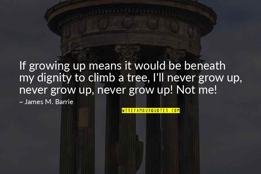 Climb A Tree Quotes By James M. Barrie: If growing up means it would be beneath